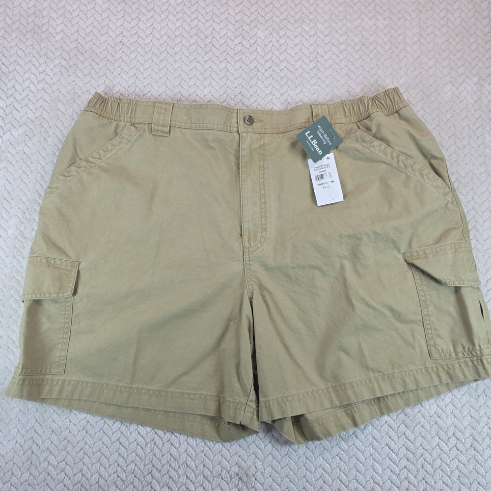 LL Bean Mens Tropic Weight Cargo Shorts 42W Khaki Comfort Waist 6" Inseam NEW